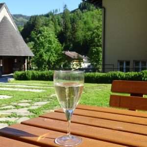 Enjoy a drink on the terrace at Haus Schneeberg