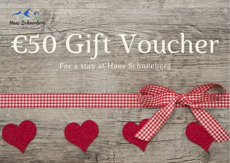 Bon cadeau de 50 € pour un séjour à la Haus Schneeberg
